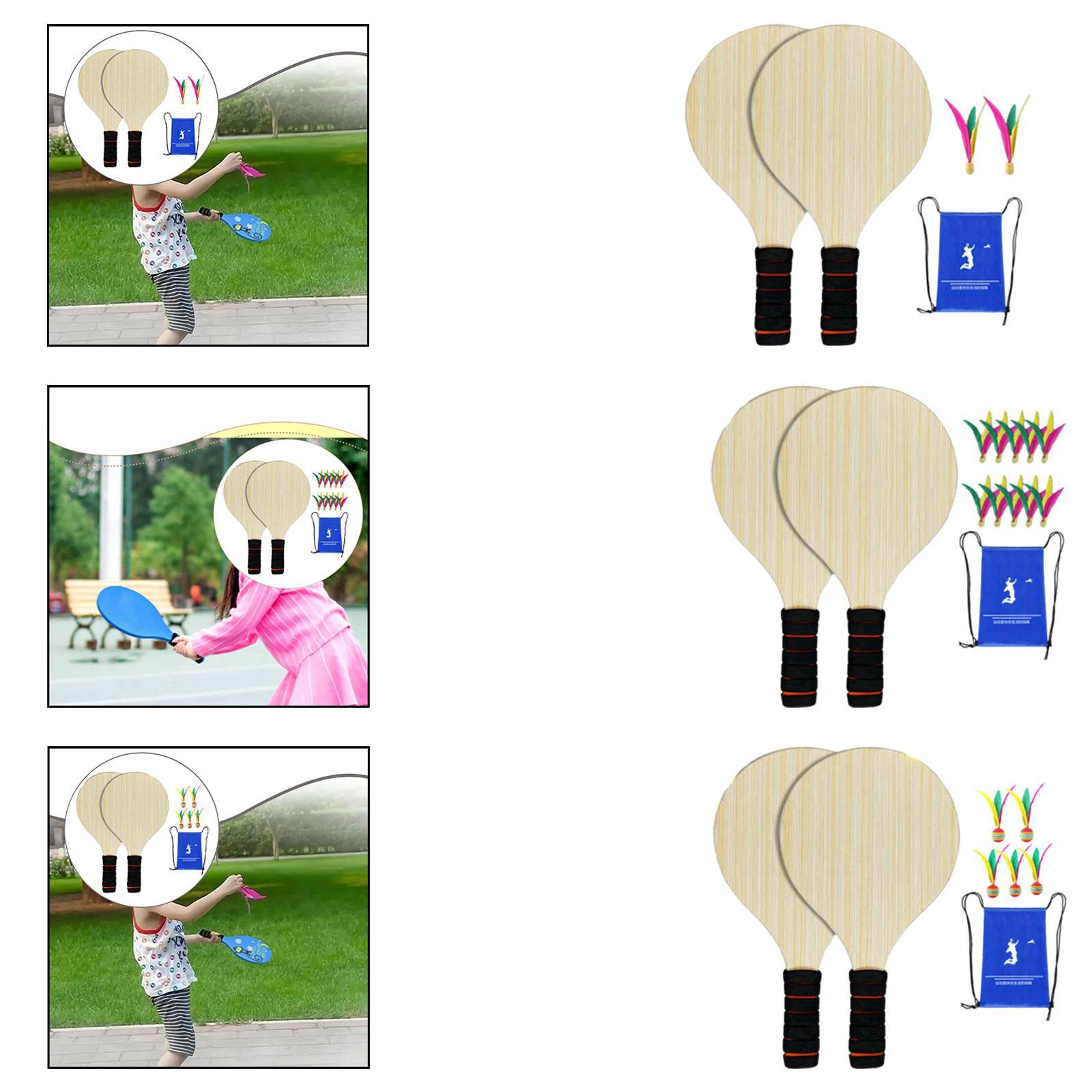 2Pcs Wood Badminton Paddle Set - Badminton Set Garden 评论和价格